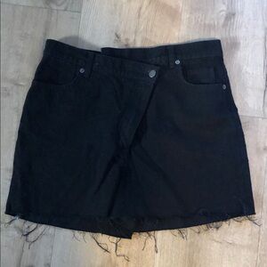 Re-Styled Asymmetrical Black Denim Shorts